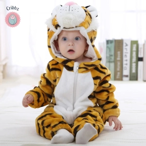 Winter Dinosaur Hooded Baby Jumpsuit