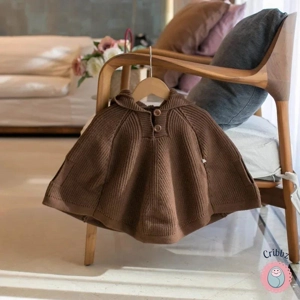 Childrens Hooded Knit Cloak Coat