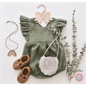 Summer Ruffled Cotton Linen Baby Romper