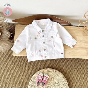 Denim Flower Embroidery Baby Girl Jacket