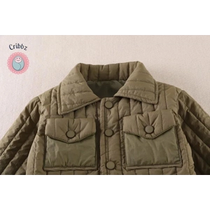 Vertical Stripe Cotton Padded Kids Coat