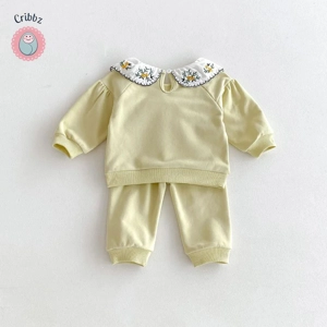 Girls Embroidered Doll Collar Hoodie Set