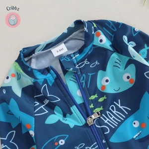 Baby Boys Shark Spider Print Swimwear