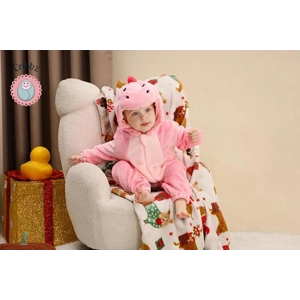 Hooded Flannel Baby Romper Jumpsuit