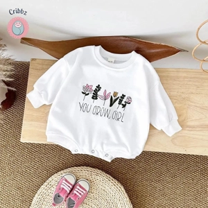 Floral Embroidery Baby Girl Bubble Romper