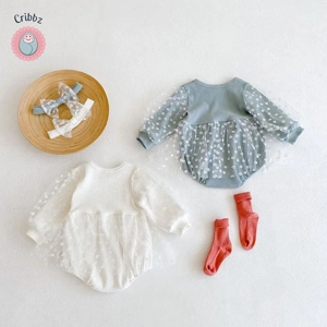 Spring Lace Daisy Embroidery Baby Bodysuit