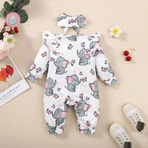 Adorable Elephant Bodysuit for Baby Girls