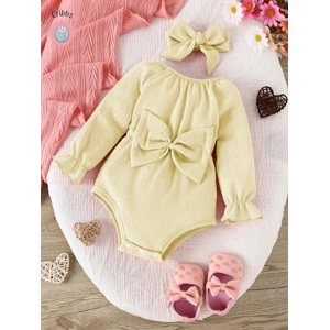 Cute Pink Bow Baby Onesie Set