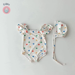 Cute Toddler Heart Beach Swimsuit Set