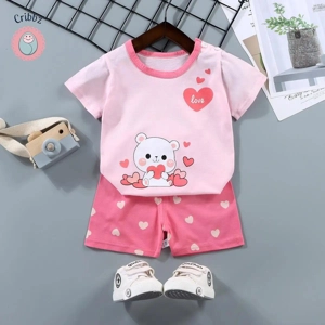 Kids Cartoon Print T-Shirt & Shorts Set