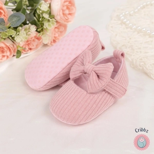 Cotton Sole Baby Girl Bow Shoes