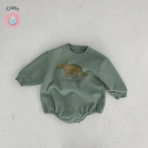 Dinosaur Fleece One-Piece Baby Bodysuit