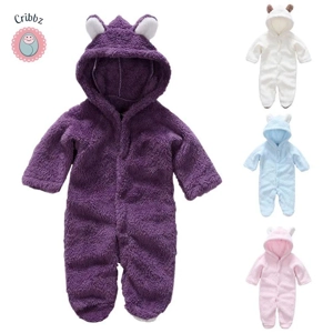 Winter Plush Baby Cartoon Hooded Romper