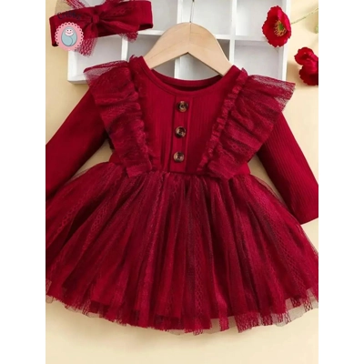 Two-Piece Baby Girl Ruffled Dress Set title=