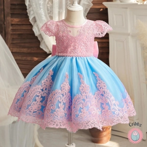 Elegant Golden Lace Princess Dress for Girls