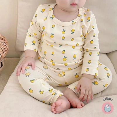 Baby Girl Lemon Pajama Set title=