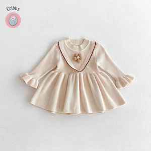 Knitted A-line Flower Dress for Girls