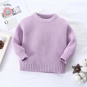 Baby Girls Solid O-Neck Sweater