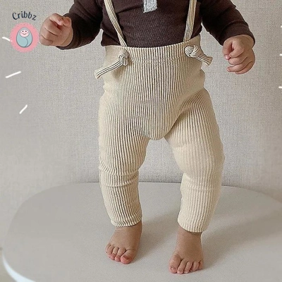 Korean Baby Cotton Leggings with Straps title=