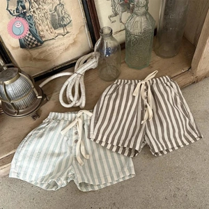 Vintage Stripe Baby Shorts with Pockets