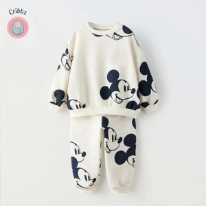 Fashionable Mickey Long Sleeve Sweatshirt Set