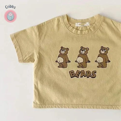 Cute Bears Print Summer Baby T-shirt title=