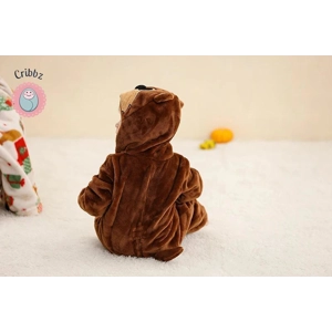 Hooded Flannel Baby Romper Jumpsuit