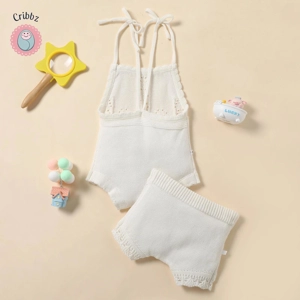 Newborn Baby Girls Summer Knit Romper Set