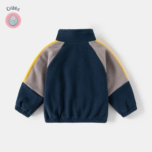 Kids Blue Polar Fleece Color Block Jacket