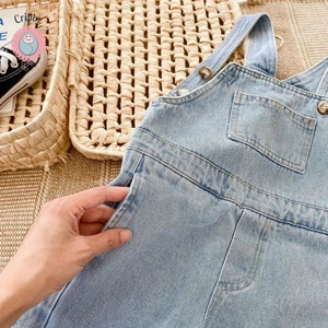 Soft Washed Denim Kids Overalls Outfit