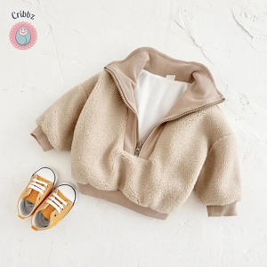 Baby Lamb Wool Zippered Winter Coat