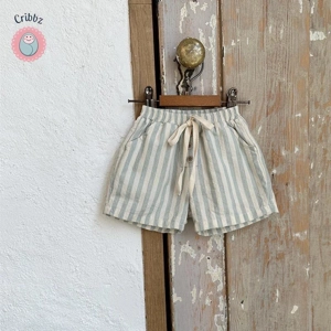 Vintage Stripe Baby Shorts with Pockets