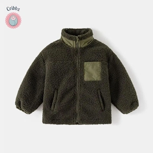 Boys Velvet Stand-Up Collar Coat
