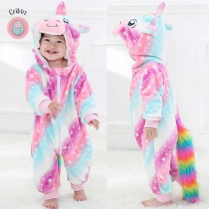 Unicorn Hooded Baby Sleepsuit Winter