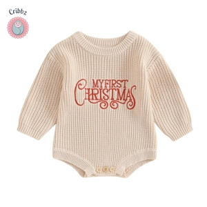 Newborn Christmas Knitted Sweater Romper