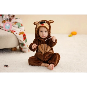 Hooded Flannel Baby Romper Jumpsuit