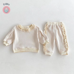 Girls Sweet Lace Hoodie & Trousers Set