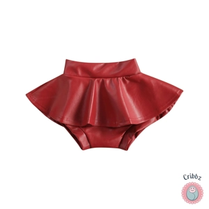 Ruffled Leather High-Waist Culotte Shorts for Baby Girls