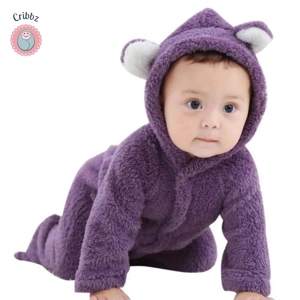 Winter Plush Baby Cartoon Hooded Romper
