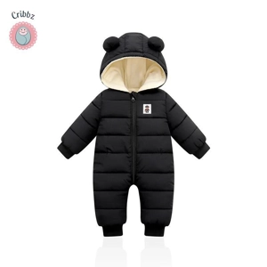 Winter Velvet Hooded Baby Romper Suit