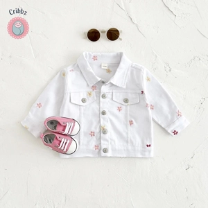 Denim Flower Embroidery Baby Girl Jacket