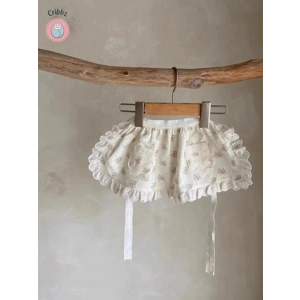 Spring Floral Lace Ruffle Skirt for Girls