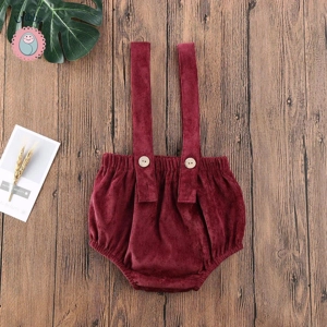 Cute Corduroy Suspender Rompers for Babies