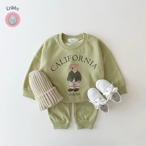 Childrens Bear Pullover Sweatshirt and Pants Set