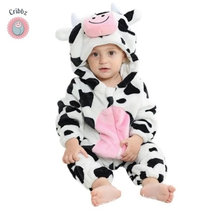 Hooded Flannel Baby Romper Jumpsuit