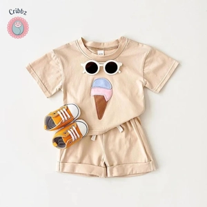 Summer Ice Cream Print Baby Outfit Set