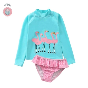 Happy Flute Cartoon Long-Sleeve Swimsuit Set