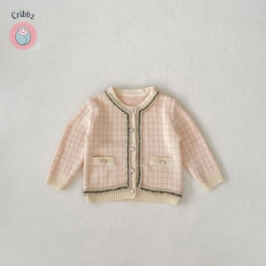 Autumn Baby Knitted Plaid Overalls