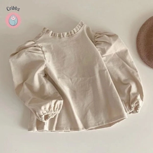 Corduroy Puff Sleeve Baby Blouse