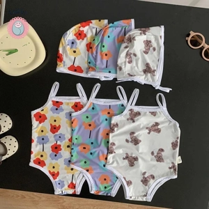 Cute Floral Baby Girl Swimwear Set